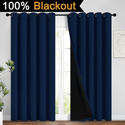 Yakamok 100% Blackout Lined Panels, Room Darkening Thermal Insulated Blackout - Image 2