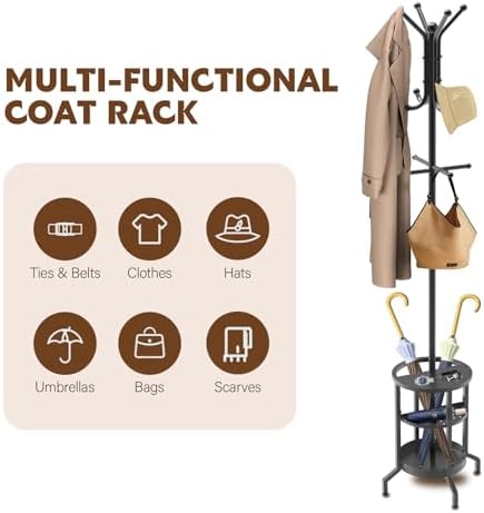 Coat Rack with Umbrella Holder, Coat Rack Freestanding - Image 6