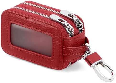 SENDEFN Car Key Fob Case Double Zipper Leather Smart Remote Keychain Protector - Image 7
