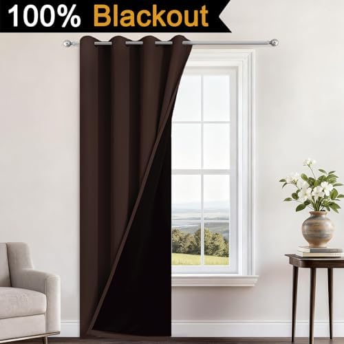 Yakamok Chocolate Brown Blackout Curtains 96 Inches Long 52" Wide, 1 Panel - Image 2