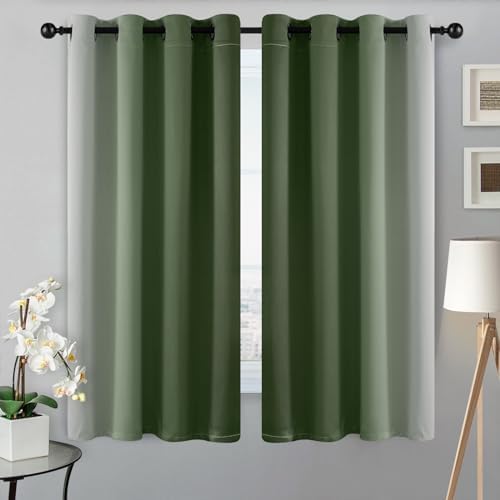 SimpleHome Ombre Curtains Sage Green to Grey White - Image 2