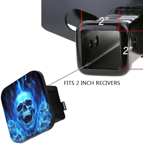 Swono Skulls Hitch Covers 2 Inch, Evil Smoke Skull Blue Fire Skeleton Ghosts - Image 3