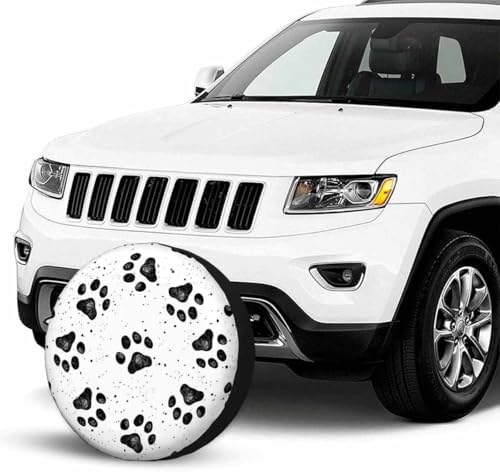 Dog Paw Prints Texture Spare Tire Cover Composed Black and White Wheel Covers - Image 4