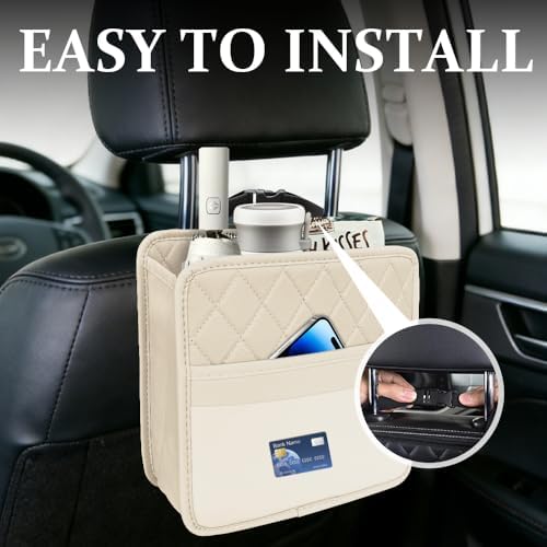 Car Seat Back Organizer, Leather Backseat Hanging Storage Bag, Car Large - Image 4