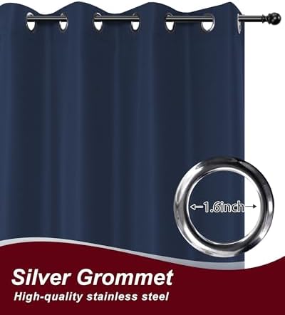 Grommet Outdoor Curtains for Patio Waterproof 8 Pcs 54x108 In Navy - Image 2