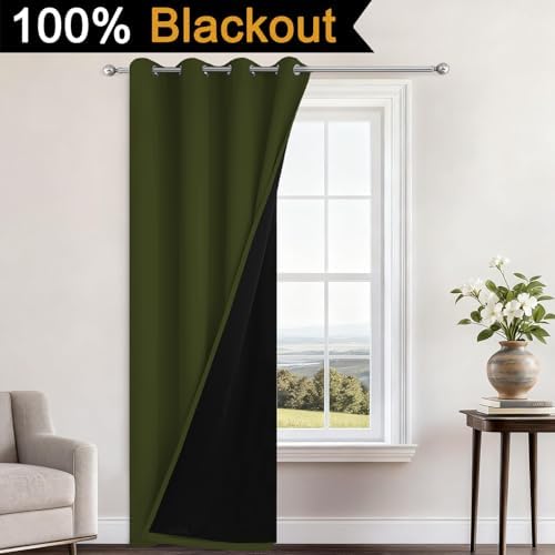 Yakamok Olive Green 100% Blackout Curtains 84 Inches Long 52" Wide 1 Panel - Image 2