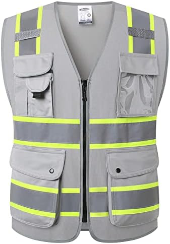 JKSafety Safety Vest for Men Women Reflective Hi Vis JK901 Grey M by JKSafety