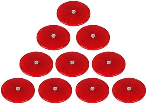 10 Pack Red Screw on Round Reflectors, E11 Approval Road Safety by YinaolanAutomotiveParts