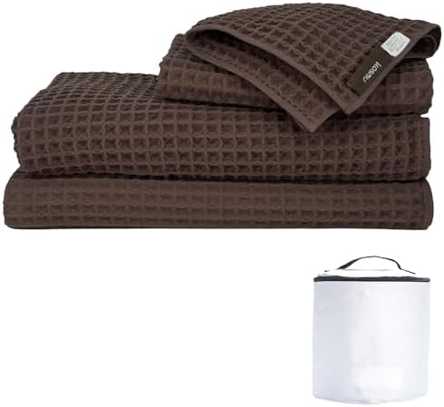 Luxury Organic Japanese Cotton Waffle Bath Towel | Thick, Quick Dry Bathroom by KOSMU