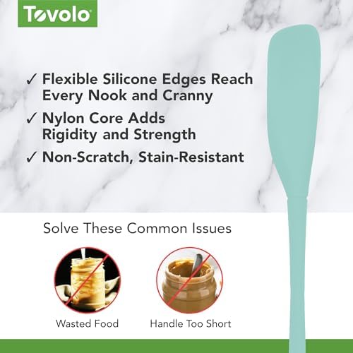 Tovolo Silicone Jar Spatula Long Handled Rubber Scraping Scooping Tool - Image 3