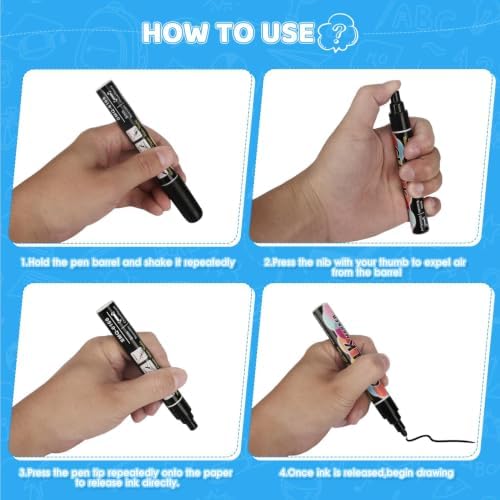 6PCS White Jumbo Liquid Chalk Markers Erasable 6mm Reversible Tip - Image 3
