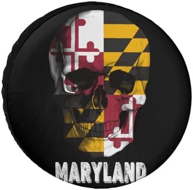 Skull Maryland Flag Tire Covers, Dust-Proof Weatherproof Wheel Covers Wheel by Unknown