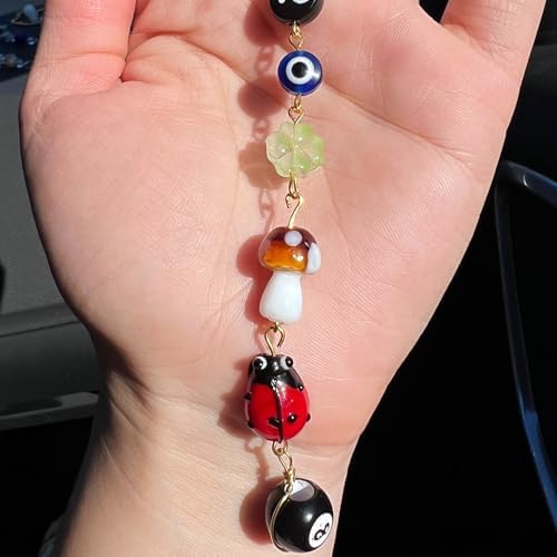 Car Rear View Mirror Accessories Mushroom Car Hanging Ornament, Evil Eye Witchy - Image 3