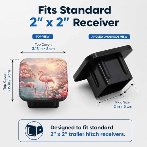 Trailer Hitch Covers Tropical Flamingos Pink, Heavy Duty 2 Inch Hitch Cover - Image 2