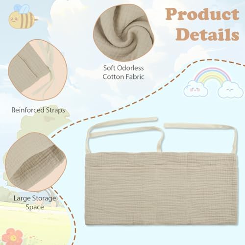 flintronic Baby Bedside Hanging Bag, Cotton Baby Bed Storage Hanging Bag - Image 3