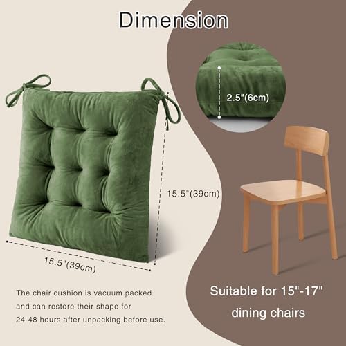 OVOV 4 Pack Chair Cushions for Dining Chairs 15.5"x15.5" Green - Image 2