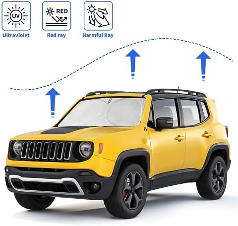Windshield Sun Shade for Jeep Grand Cherokee 2011-2024 2025 2026 Sunshade - Image 2
