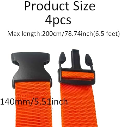 4 Pack Orange Luggage Straps, Adjustable Travel Belt - Image 2