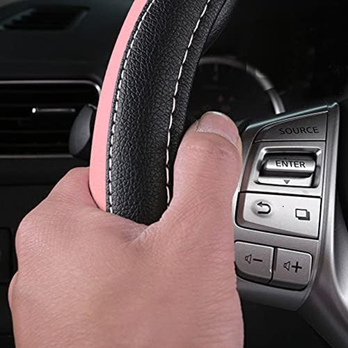 Leather Car Steering Wheel Cover, Universal Fit - Image 4