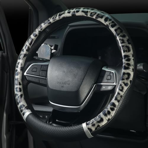 KAFEEK 16 Inch Steering Wheel Cover, Leopard Cheetah Print - Image 3