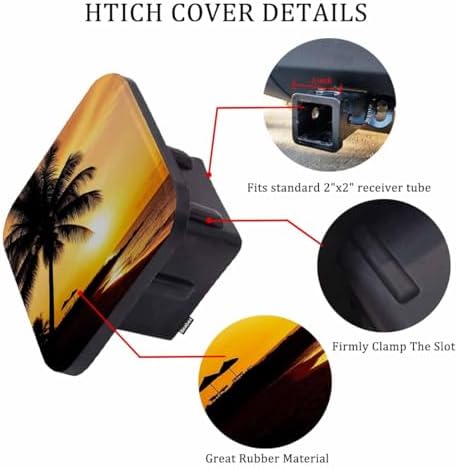 Ocean Palms Car Rear Hitch Covers Paradise Sea Beach Palm Tree Sunset Square - Image 3