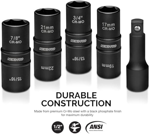 NEIKO 02282B 1/2-Inch-Drive Impact Socket Set, Flip Socket Set, Chrome Moly - Image 2