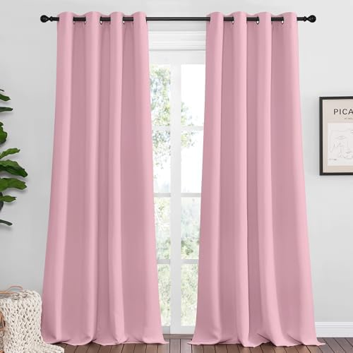 NICETOWN Blackout Curtains for Office 2 Panels 55 x 120-inch Crystal Pink by NICETOWN