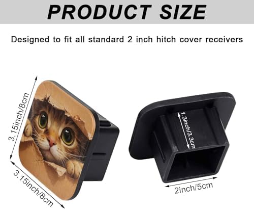 Cute Cat Tow Hitch Covers Heavy Duty Rubber Trailer Hitch Cover 2" Receiver - Image 2