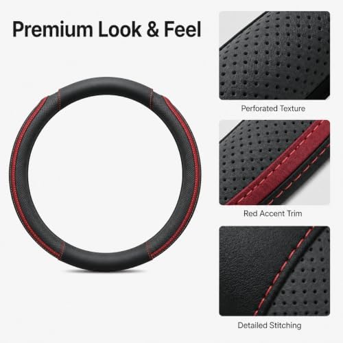 Car Steering Wheel Cover PU Leather Anti-Slip Protector Black - Image 6