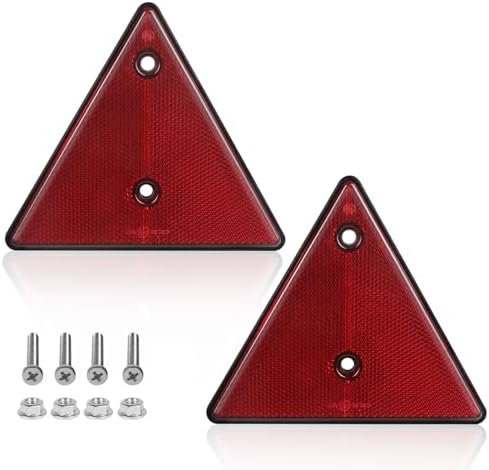 2 Pack Triangle Safety Reflectors Red Trailer Screw Mount by YinaolanAutomotiveParts