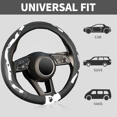 ZHOL Cow Print Steering Wheel Cover - Image 4