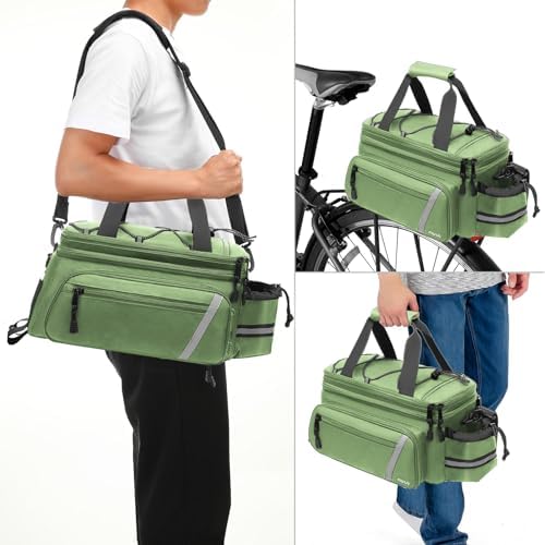 MOSISO Bike Rack Bag with Rain Cover, Bike Trunk Cooler Handag, Wllow Green - Image 5
