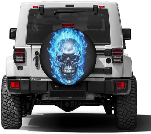 Delerain Skull Head Blue Fire Spare Tire Cover - Image 2