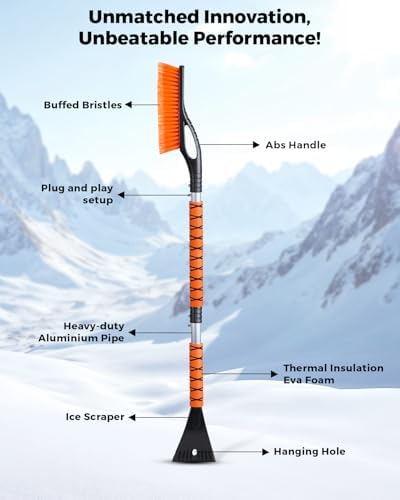 EcoNour 43" Ice Scraper for Car Windshield | 3 Parts Detachable Snow Brush - Image 4