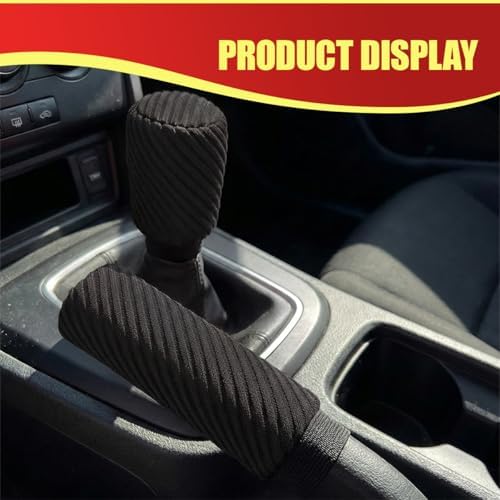 2PCS Car Gear Shift Knob and Handbrake Cover Set, Non-Slip Polyester Stick - Image 6