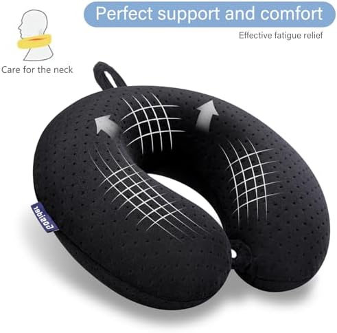 Black Travel Neck Pillow U Shape Memory Foam Airplane Pillow Soft - Image 4
