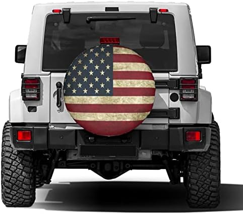 Retro American Flag Spare Tire Cover Dust-Proof Wheel Tire Cover Fit Trailer - Image 2