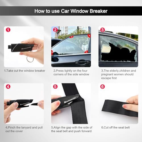 RAPUDA Window Breaker Seatbelt Cutter, 3-in-1 Mini Glass Breaker, 3 Pack Car - Image 6
