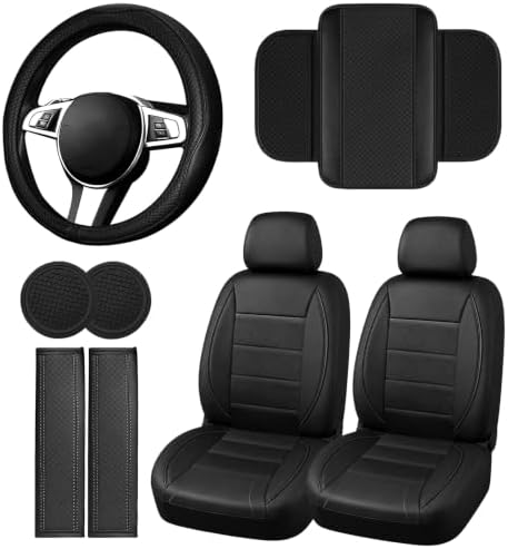 NBTEPEM 10 PCS Leather Car Seat Covers Front Seats Set, 14.5”-15'' Sporty by NBTEPEM