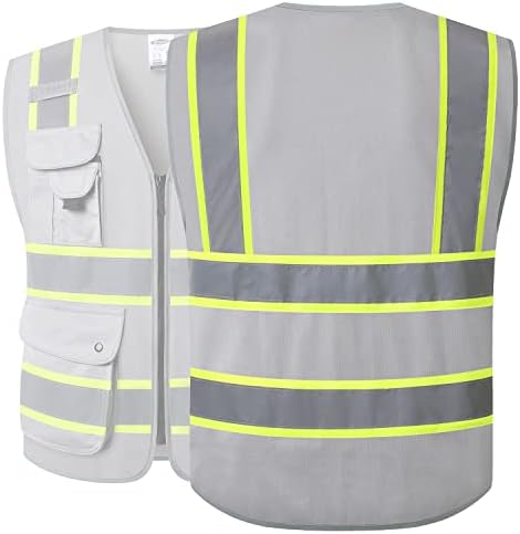 JKSafety Safety Vest for Men Women Reflective Hi Vis JK901 Grey 5XL - Image 2