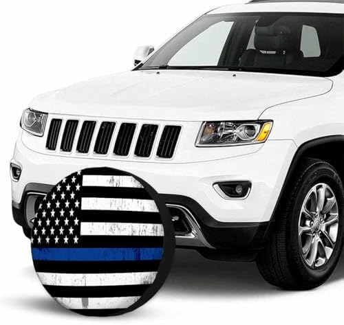 Blue Line Flag Spare Tire Cover 17 inch Wheel an American Flag Symbolic of - Image 4