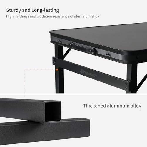 Folding Camping Table 4Ft X 2Ft, Aluminum Portable Adjustable Fold Table - Image 5