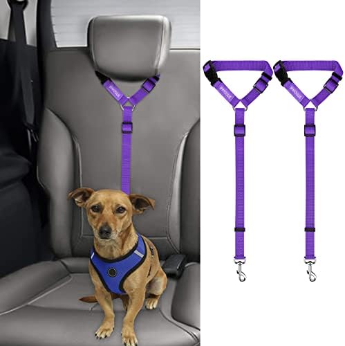 BWOGUE 2 Pack Dog Seat Belt for Car, Headrest Restraint Strap by BWOGUEPetHome
