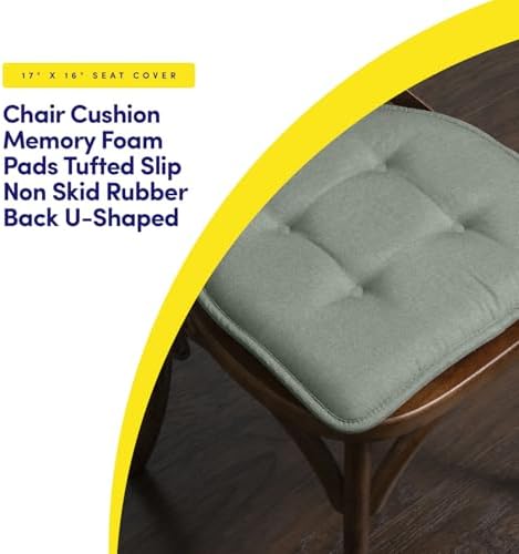 Sweet Home Collection Chair Cushion Memory Foam Pads Tufted Slip Non Skid - Image 3