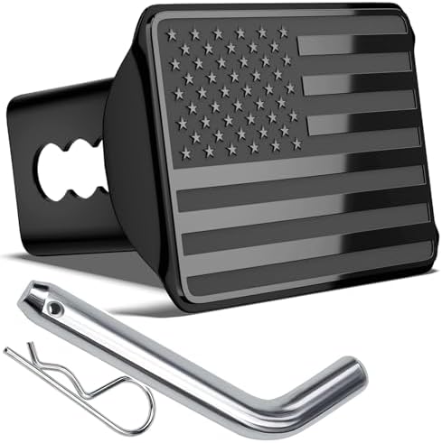 Heavy American Flag Metal Trailer Hitch Cover by OGYE