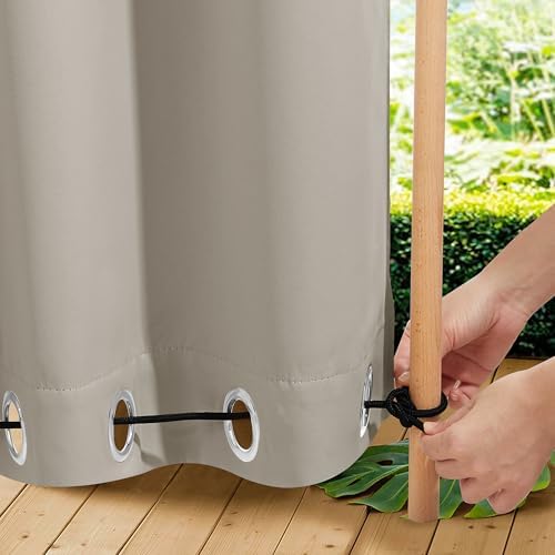 NICETOWN 2 Panels Outdoor Curtains Waterproof Extra Long W52xL108 Natural - Image 4