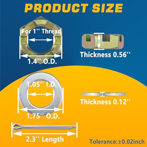 2Sets 1'' Trailer Axle Nut Kits Galvanized - Image 2