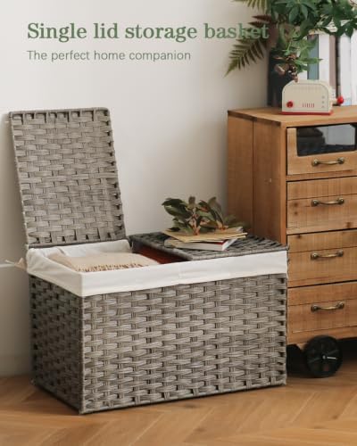 SETVSON Storage Basket with Lid Wicker Baskets - Image 4