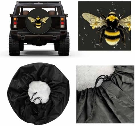 Big Bee Spare Tire Cover Yellow Flowers Furry Queen Bee Cute Tentacles - Image 2