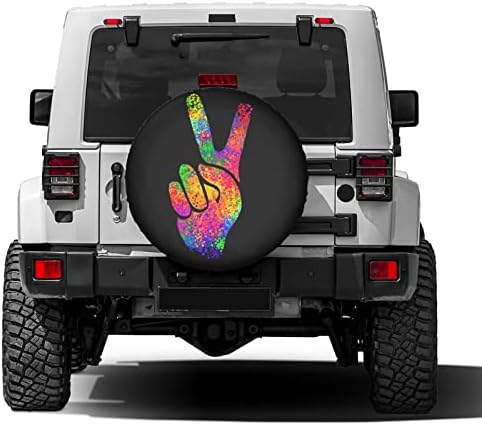 Hippie Two Fingers Symbols Peace Sign Spare Tire Cover Dust-Proof Wheel Tire - Image 2